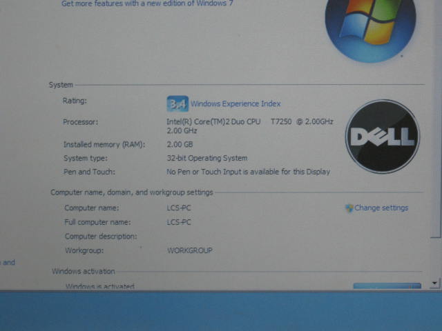 Dell Latitude E5400 Laptop Core2Duo 2GHz 2GB 148GB + NR 3