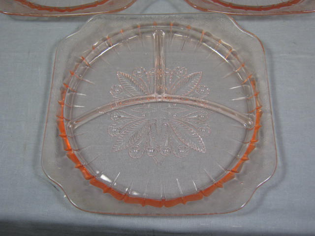 11 Adam Pink Depression Glass Divided Grill Plates Set 5