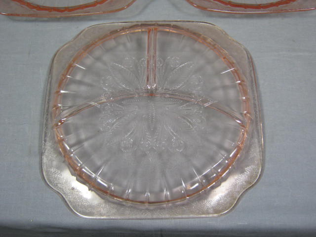 11 Adam Pink Depression Glass Divided Grill Plates Set 6