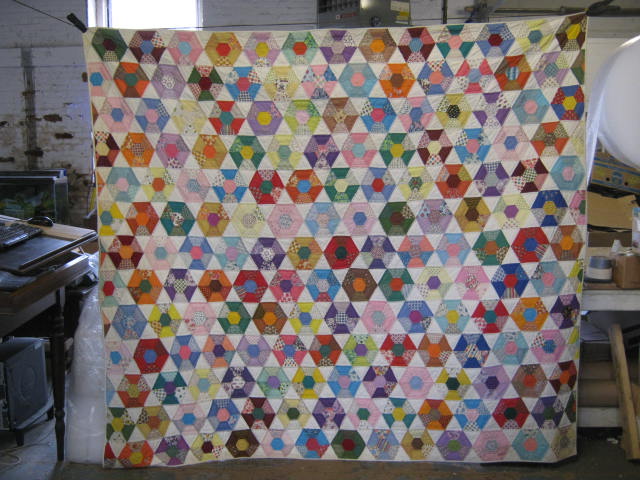Vtg 1950s Hand Made Sewn Patchwork Quilt 84" x 92" Ohio