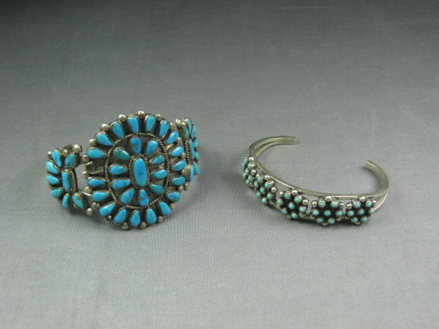 2 Turquoise + Sterling Silver Bracelets Native American