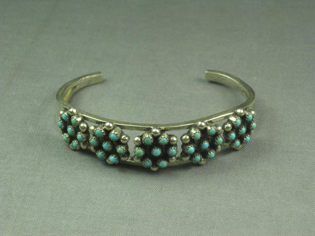 2 Turquoise + Sterling Silver Bracelets Native American 4
