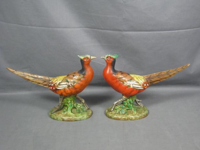 2 Zaccagnini Italian Pottery Pheasant Bird Figurines NR