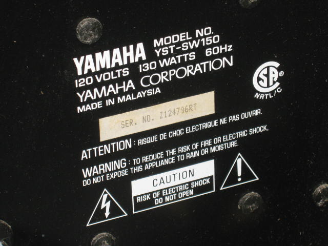 Yamaha YST-SW150 Active Servo Powered Subwoofer Sub NR! 6