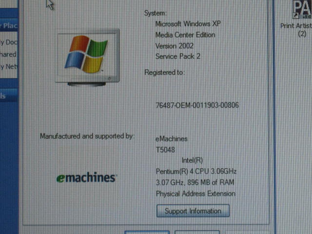 eMachines T5048 PC Tower Pentium 4 3.06GHz 896MB 160GB 9
