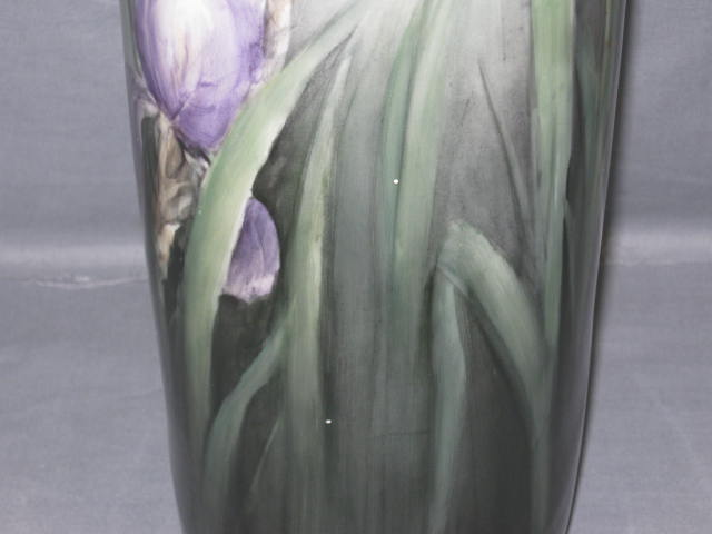 Vtg Antique Limoge Hand Painted Iris Floral Flower Vase 1