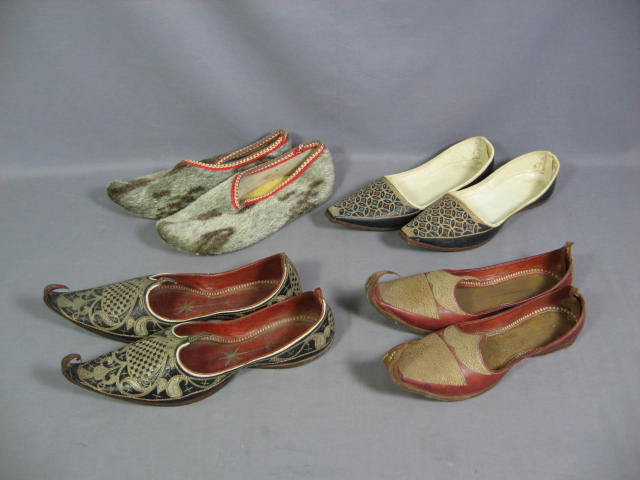 4 Pr Vintage Middle Eastern Turkish Genie Shoes Leather