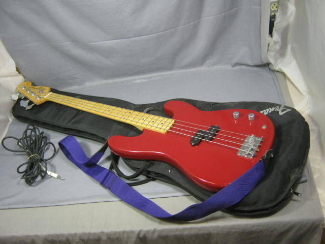 Red Fender Squier II Precision Electric Bass W/ Gig Bag