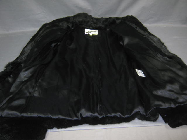 Womens Vtg Black Rabbit Fur Coat Jacket Size Small NR! 2