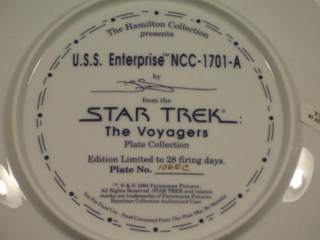 10 Star Trek Voyager Hamilton Collector Plates Set MINT 9