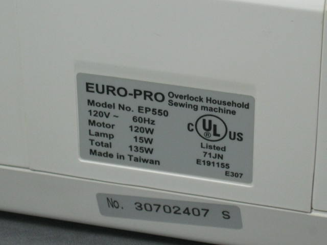 Euro-Pro EP550 Overlock Serger Sewing Machine W/ Pedal+ 6