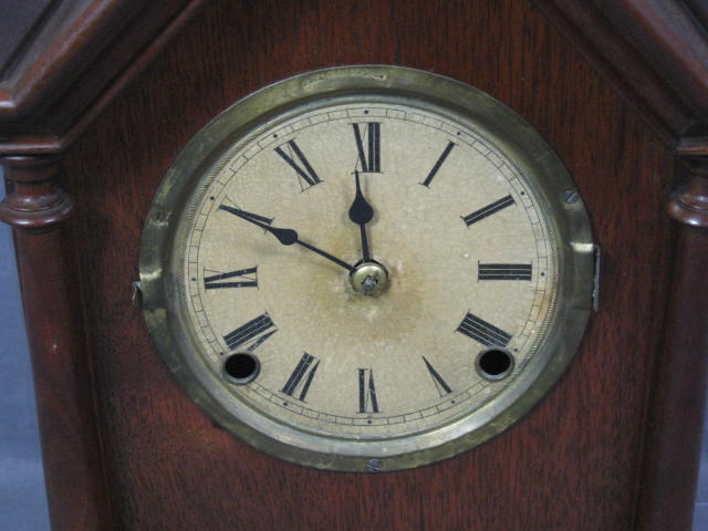 Vtg Antique Walnut 8 Day Shelf Mantel Mantle Clock 1859 1