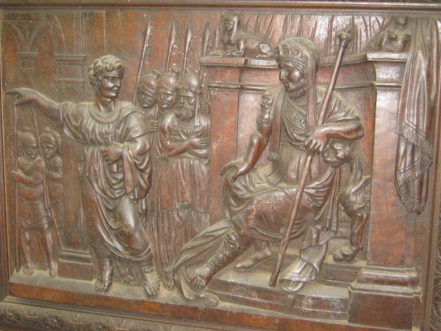 Large Vtg Carved Wood Wooden Relief Panel Roman Greek 1