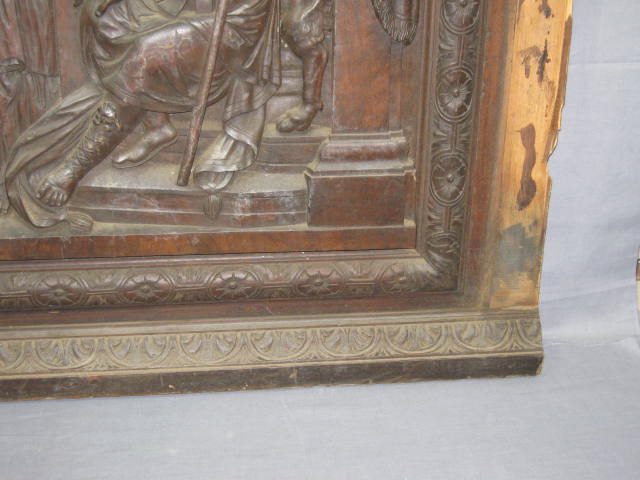 Large Vtg Carved Wood Wooden Relief Panel Roman Greek 4