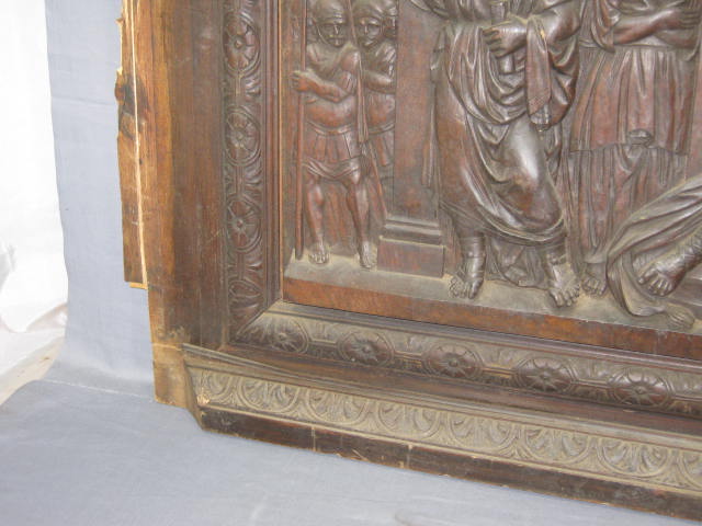 Large Vtg Carved Wood Wooden Relief Panel Roman Greek 5