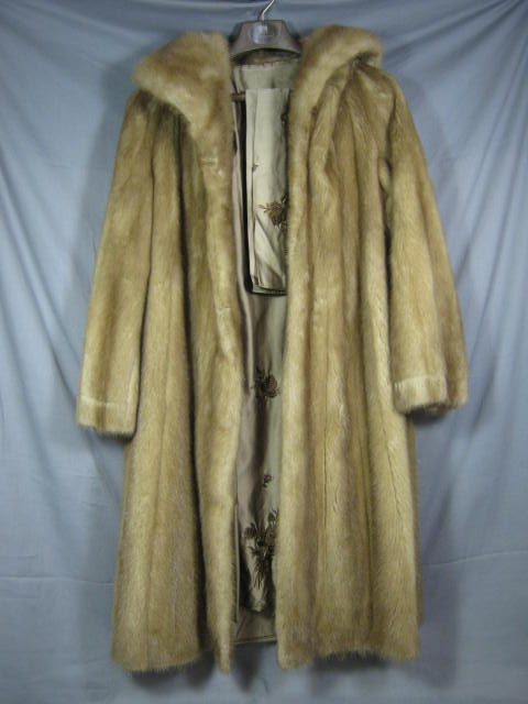 Womens Vtg Knee Length Mink Fur Winter Coat Sz 10/12 NR