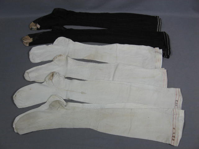 Antique 1800s Lace Up Shoes/Boots +6 Pairs Stockings NR 9