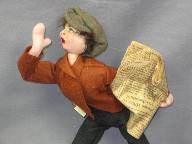 Vintage Spanish Klumpe Felt Paperboy Doll W/Label Spain 2