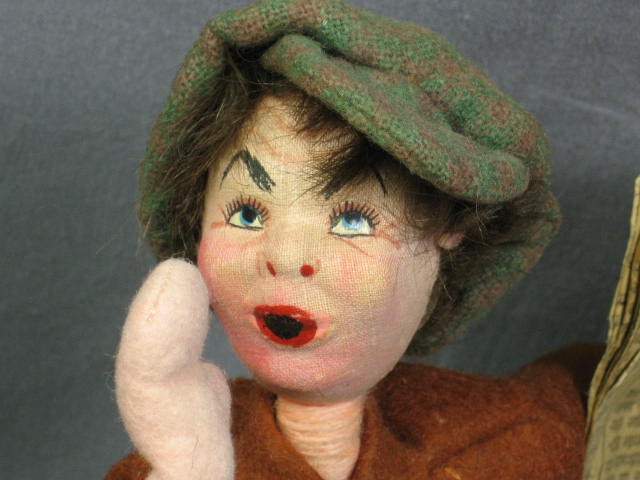 Vintage Spanish Klumpe Felt Paperboy Doll W/Label Spain 3
