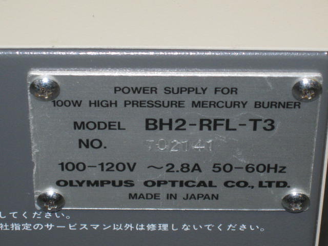 Olympus BH2-RFL-T3 100W Mercury Lamp Power Supply NR! 5