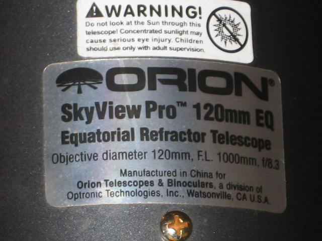 Orion SkyView Pro 120mm EQ Refractor Telescope + Mount 5