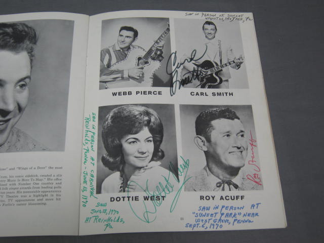 1960s Country Music Stars Signed Autograph Book 67+/- 8