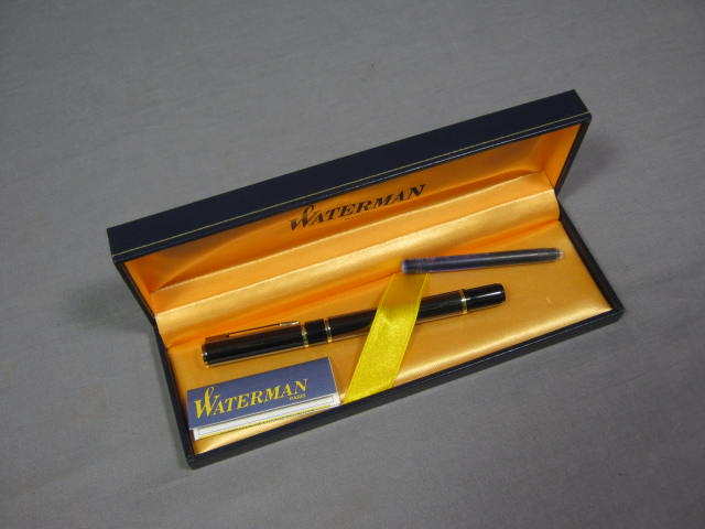 Vtg Waterman Laureat Gunmetal Fountain Pen +Case Unused