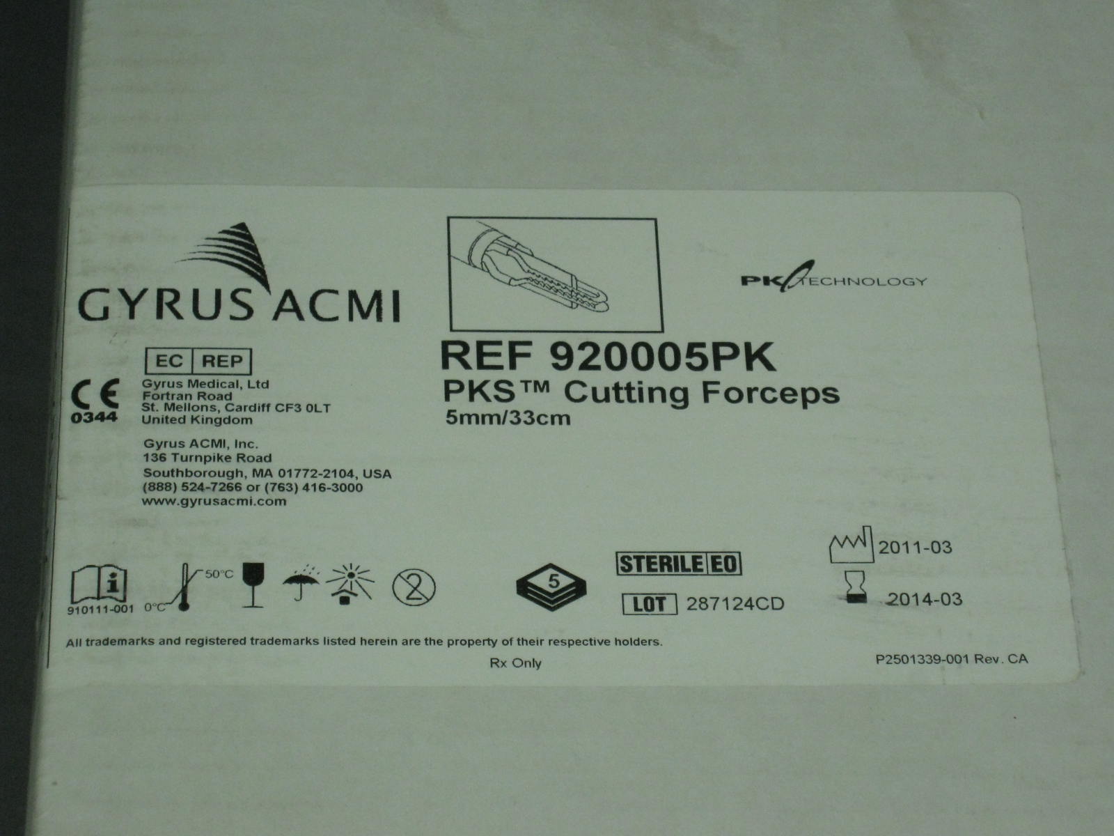 5 Gyrus Acmi 920005PK PKS Cutting Forceps Exp 03/2014 1