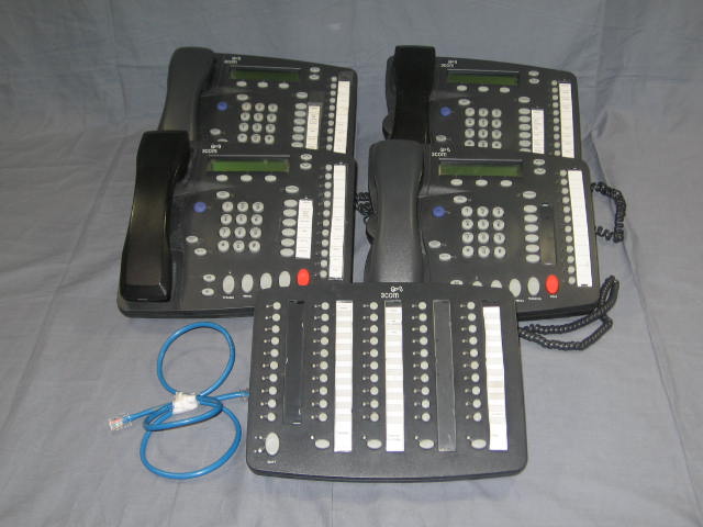 4 3Com NBX 1102B Business Phones #9 + Attendant Console