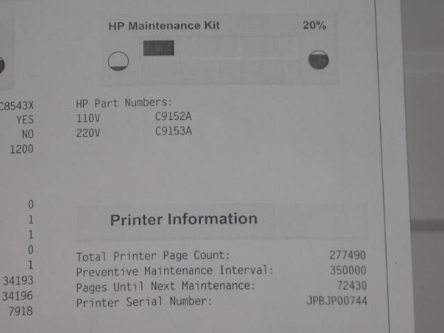 HP LaserJet 9000N Laser Printer C8520A 50 PPM 9000 N NR 12
