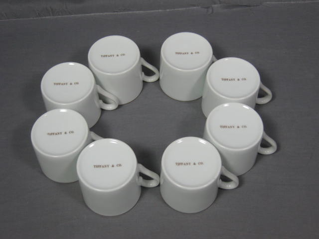 8 Tiffany & Co Demitasse Coffee Tea Cups & Saucers Gold 3
