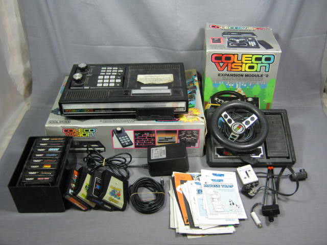 Vtg Coleco Vision System Lot 12 Video Games Controllers