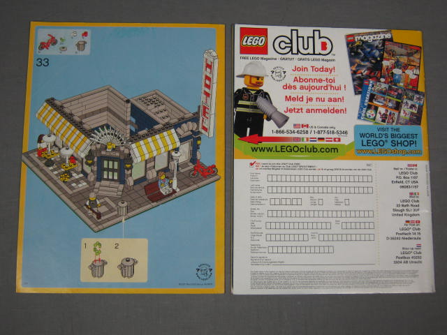 2 Lego 10182 Cafe Corner Instruction Books Manuals 1,2 3