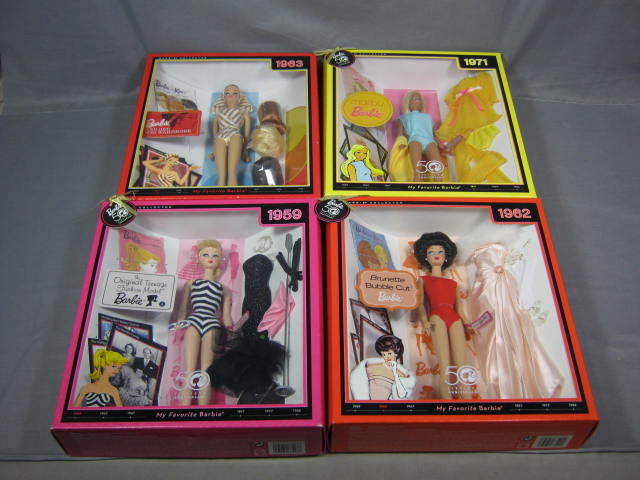 4 Barbie 50th Anniversary Dolls Lot Original 1959-1971