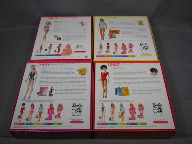 4 Barbie 50th Anniversary Dolls Lot Original 1959-1971 1