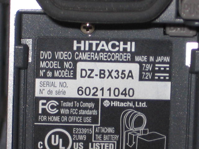 Hitachi DVD CAM Video Camera Recorder DZ-BX35A 16:9 NR! 6
