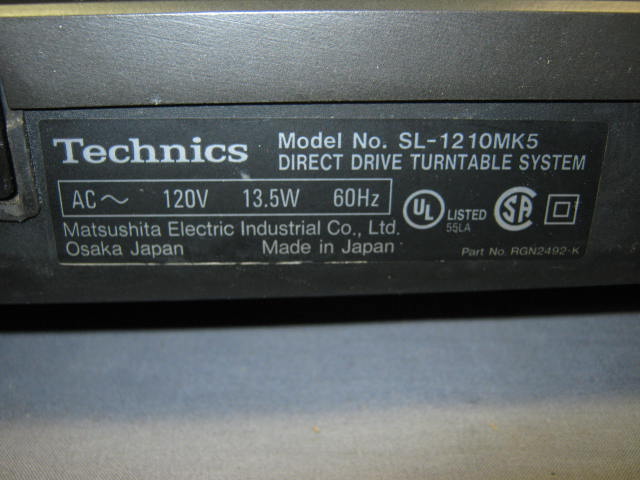 Technics SL-1210MK5 Direct Drive Turntable DJ Club NR 6