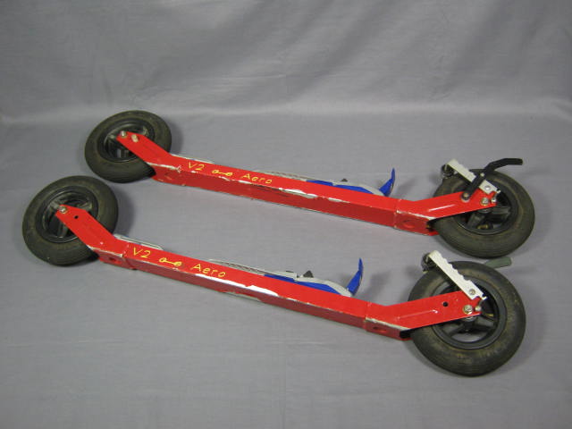 Red V2 Aero Roller Skis W/ Rottefella Bindings Used NR!