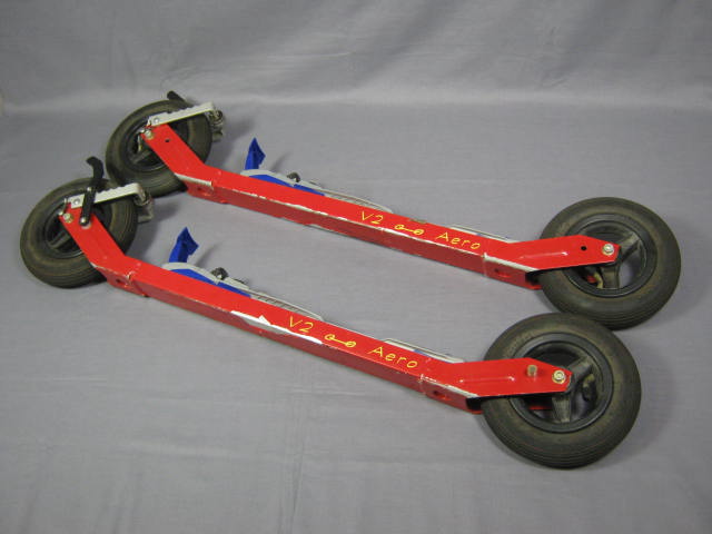 Red V2 Aero Roller Skis W/ Rottefella Bindings Used NR! 3