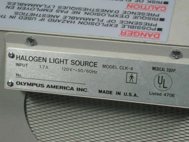Olympus Model CLK-4 Halogen Light Source W/ 2 Bulbs NR! 7