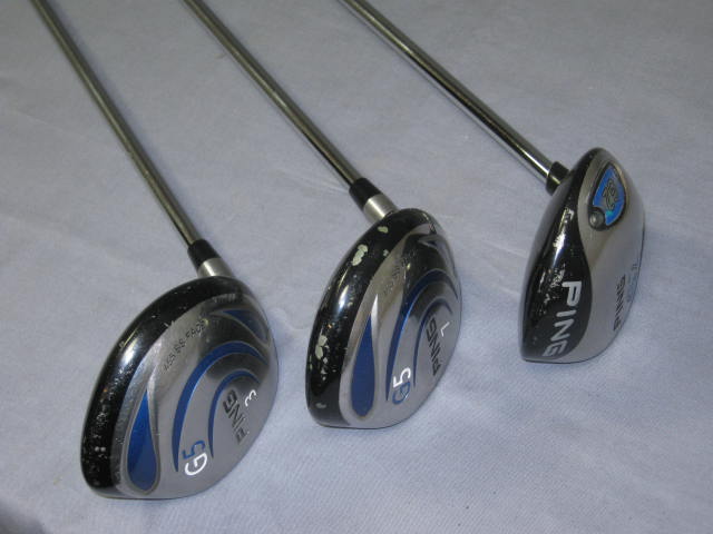 3 Ping Metal Woods Lot G-5 #3 #7 G-2 #5 Steel Shafts LH Left Handed Golf Clubs 1