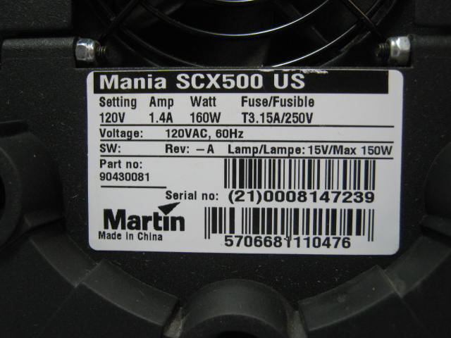 Martin Mania SCX500 Stage Light Scanner Gobo DJ Club NR 3