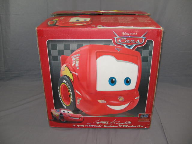 VTG Disney Pixar Cars 13" Inch Color TV/DVD Combo Lightning McQueen WORKING NR