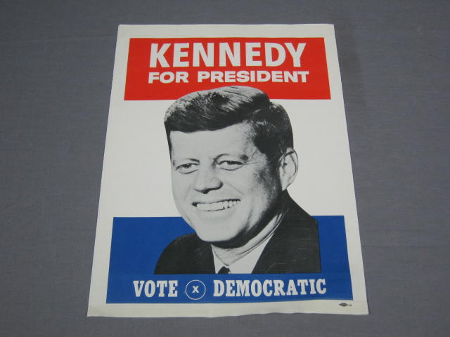 Vtg Original 1960 JFK John F Kennedy Democratic Presidential Campaign Poster NR!