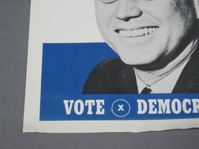 Vtg Original 1960 JFK John F Kennedy Democratic Presidential Campaign Poster NR! 3
