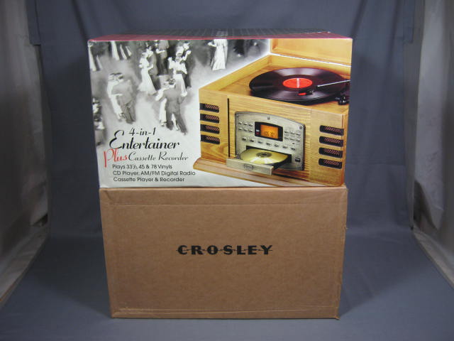 NEW Crosley CR79 Entertainment Center Record CD Player Turntable Cassette Radio