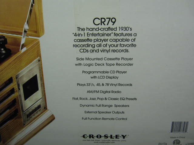 NEW Crosley CR79 Entertainment Center Record CD Player Turntable Cassette Radio 2