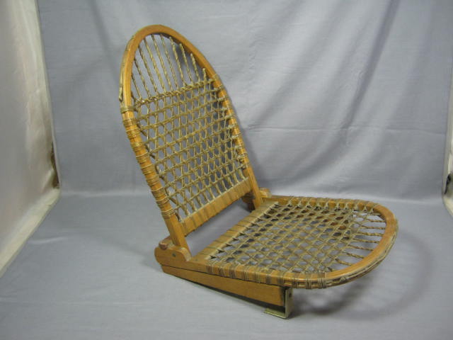 Rare Vtg Antique W.F. WF Tubbs Snowshoe Sno Shu Folding Chair Seat Norway Maine