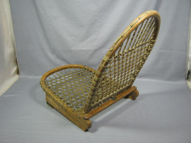 Rare Vtg Antique W.F. WF Tubbs Snowshoe Sno Shu Folding Chair Seat Norway Maine 1