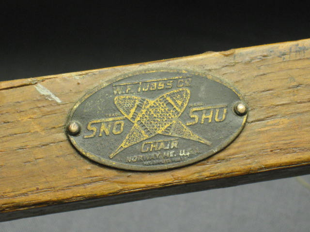 Rare Vtg Antique W.F. WF Tubbs Snowshoe Sno Shu Folding Chair Seat Norway Maine 5